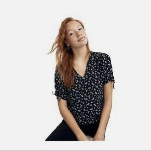 Madewell Silk Cinch-Sleeve Top in Baby’s Breath